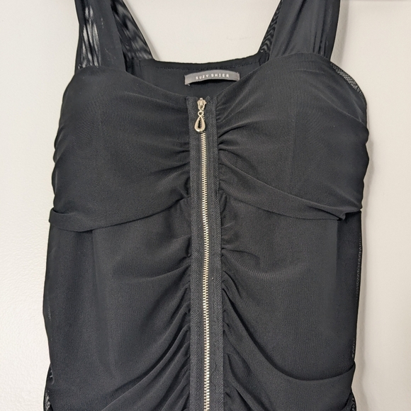 Tank With Sheer Straps And Zipper Accent Womens Large Matrix Goth Office Siren - Picture 2 of 8